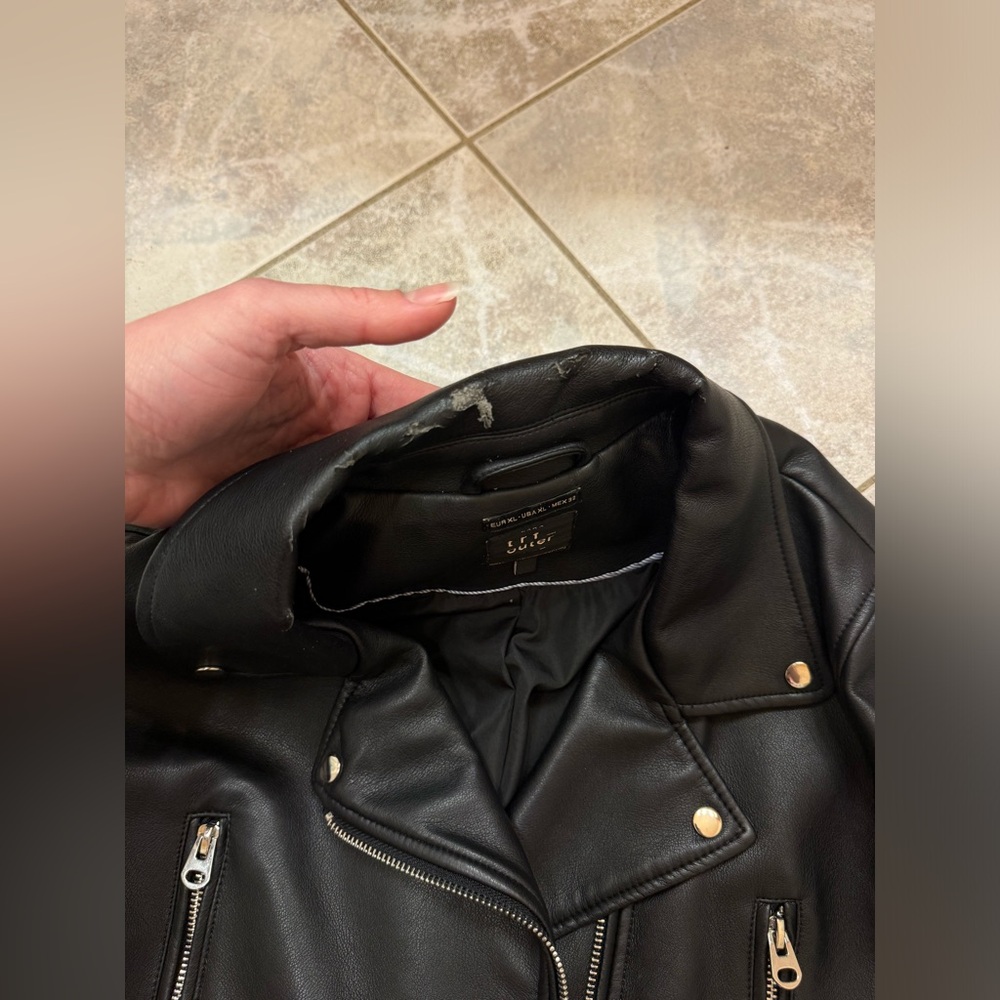 Zara TRF Black Faux Leather Jacket - Picture 4 of 7
